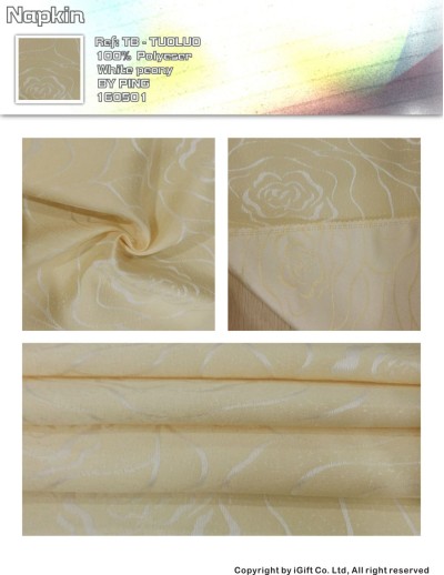 TB-TOLO 餐巾-米白色尊貴牡丹  餐飲布草  成份：100%Polyester 正面照